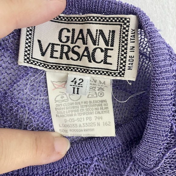 GIANNI VERSACE Knit Blouse Top Women Sz 42 (US M) Purple Sleeveless Cotton Blend - Picture 3 of 6